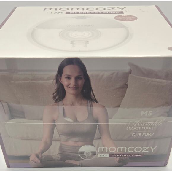 New Momcozy M5 Single Wearable Breast Pump, Quill Grey - Picture 2 of 9